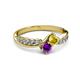 3 - Nicia Yellow Sapphire and Amethyst with Side Diamonds Bypass Ring 