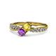 4 - Nicia Yellow Sapphire and Amethyst with Side Diamonds Bypass Ring 