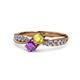 4 - Nicia Yellow Sapphire and Amethyst with Side Diamonds Bypass Ring 