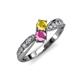 1 - Nicia Yellow and Pink Sapphire with Side Diamonds Bypass Ring 