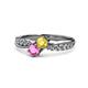 4 - Nicia Yellow and Pink Sapphire with Side Diamonds Bypass Ring 