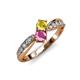 1 - Nicia Yellow and Pink Sapphire with Side Diamonds Bypass Ring 