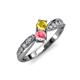 1 - Nicia Yellow Sapphire and Pink Tourmaline with Side Diamonds Bypass Ring 
