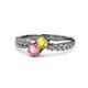 4 - Nicia Yellow Sapphire and Pink Tourmaline with Side Diamonds Bypass Ring 