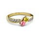 3 - Nicia Yellow Sapphire and Pink Tourmaline with Side Diamonds Bypass Ring 