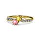 4 - Nicia Yellow Sapphire and Pink Tourmaline with Side Diamonds Bypass Ring 