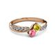 3 - Nicia Yellow Sapphire and Pink Tourmaline with Side Diamonds Bypass Ring 