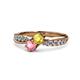 4 - Nicia Yellow Sapphire and Pink Tourmaline with Side Diamonds Bypass Ring 