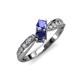 1 - Nicia Tanzanite and Blue Sapphire with Side Diamonds Bypass Ring 