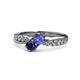 4 - Nicia Tanzanite and Blue Sapphire with Side Diamonds Bypass Ring 