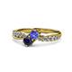 4 - Nicia Tanzanite and Blue Sapphire with Side Diamonds Bypass Ring 