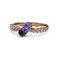 4 - Nicia Tanzanite and Blue Sapphire with Side Diamonds Bypass Ring 