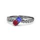 4 - Nicia Tanzanite and Ruby with Side Diamonds Bypass Ring 