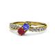 4 - Nicia Tanzanite and Ruby with Side Diamonds Bypass Ring 