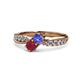 4 - Nicia Tanzanite and Ruby with Side Diamonds Bypass Ring 