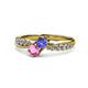 4 - Nicia Tanzanite and Pink Sapphire with Side Diamonds Bypass Ring 