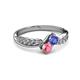 3 - Nicia Tanzanite and Pink Tourmaline with Side Diamonds Bypass Ring 
