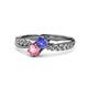 4 - Nicia Tanzanite and Pink Tourmaline with Side Diamonds Bypass Ring 