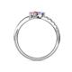 6 - Nicia Tanzanite and Pink Tourmaline with Side Diamonds Bypass Ring 