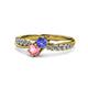4 - Nicia Tanzanite and Pink Tourmaline with Side Diamonds Bypass Ring 