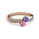 3 - Nicia Tanzanite and Pink Tourmaline with Side Diamonds Bypass Ring 