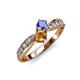 1 - Nicia Tanzanite and Citrine with Side Diamonds Bypass Ring 