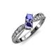 1 - Nicia Tanzanite and Iolite with Side Diamonds Bypass Ring 