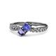 4 - Nicia Tanzanite and Iolite with Side Diamonds Bypass Ring 