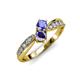 1 - Nicia Tanzanite and Iolite with Side Diamonds Bypass Ring 