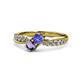 4 - Nicia Tanzanite and Iolite with Side Diamonds Bypass Ring 