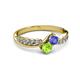 3 - Nicia Tanzanite and Peridot with Side Diamonds Bypass Ring 