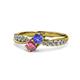 4 - Nicia Tanzanite and Rhodolite Garnet with Side Diamonds Bypass Ring 