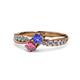 4 - Nicia Tanzanite and Rhodolite Garnet with Side Diamonds Bypass Ring 