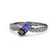 4 - Nicia Tanzanite and Red Garnet with Side Diamonds Bypass Ring 
