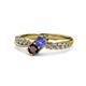 4 - Nicia Tanzanite and Red Garnet with Side Diamonds Bypass Ring 