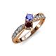 1 - Nicia Tanzanite and Red Garnet with Side Diamonds Bypass Ring 