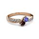 3 - Nicia Tanzanite and Red Garnet with Side Diamonds Bypass Ring 