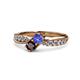 4 - Nicia Tanzanite and Red Garnet with Side Diamonds Bypass Ring 