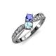 1 - Nicia Tanzanite and Aquamarine with Side Diamonds Bypass Ring 
