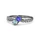 4 - Nicia Tanzanite and Aquamarine with Side Diamonds Bypass Ring 
