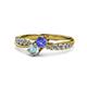 4 - Nicia Tanzanite and Aquamarine with Side Diamonds Bypass Ring 