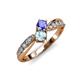 1 - Nicia Tanzanite and Aquamarine with Side Diamonds Bypass Ring 
