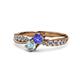 4 - Nicia Tanzanite and Aquamarine with Side Diamonds Bypass Ring 