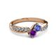 3 - Nicia Tanzanite and Amethyst with Side Diamonds Bypass Ring 