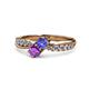4 - Nicia Tanzanite and Amethyst with Side Diamonds Bypass Ring 