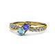 4 - Nicia Tanzanite and Blue Topaz with Side Diamonds Bypass Ring 