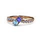 4 - Nicia Tanzanite and Blue Topaz with Side Diamonds Bypass Ring 