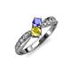 1 - Nicia Tanzanite and Yellow Sapphire with Side Diamonds Bypass Ring 