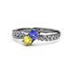 4 - Nicia Tanzanite and Yellow Sapphire with Side Diamonds Bypass Ring 