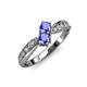 1 - Nicia Tanzanite with Side Diamonds Bypass Ring 